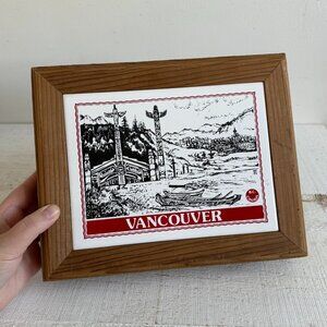 Vintage Vancouver Tile Top Wooden Storage Box - Simple Wood Trinket Box